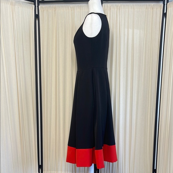 SIMPLE RETRO PINUP Black A-Line Dress with Red Hem SIZE MEDIUM - Picture 6 of 10